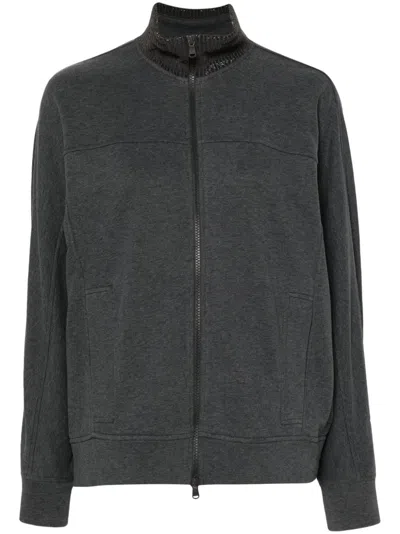 Brunello Cucinelli Cotton Zipped Sweatshirt In Grey