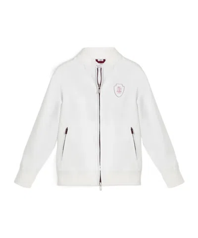 Brunello Cucinelli Kids' Cotton-blend Bomber Jacket In White