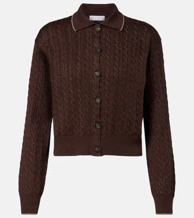 Brunello Cucinelli Cotton-blend Cardigan In Brown