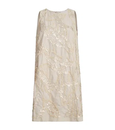 Brunello Cucinelli Cotton-blend Embroidered Mini Dress In Multi