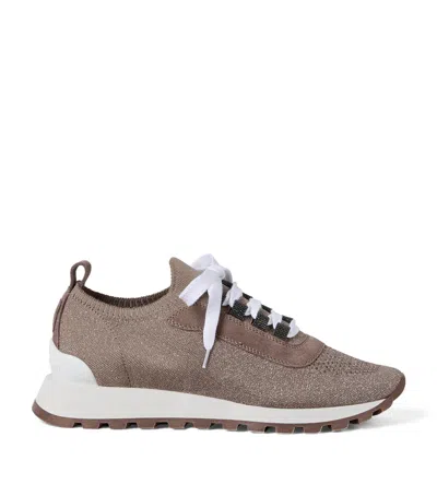 Brunello Cucinelli Cotton-blend Knit Runner Sneakers In Brown