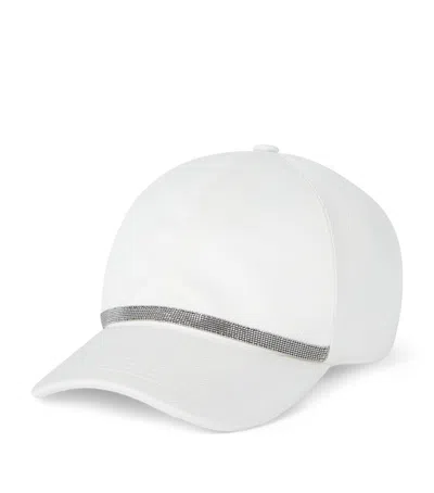 Brunello Cucinelli Cotton-blend Monili-detail Baseball Cap In Beige