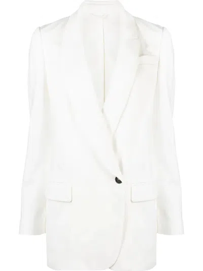 Brunello Cucinelli Cotton-blend Single-breasted Blazer In White