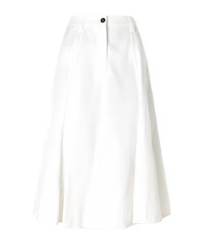 Brunello Cucinelli Cotton-blend Twill Midi Skirt In White