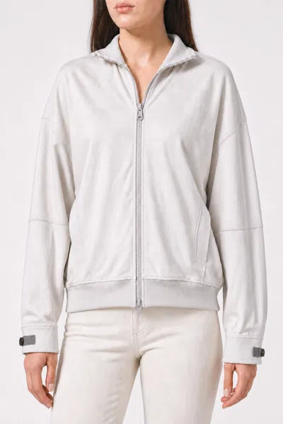 Brunello Cucinelli Cotton-blend Zip-up Sweatshirt In White