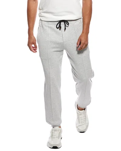 Brunello Cucinelli Cotton-linen Drawstring Joggers In Gray