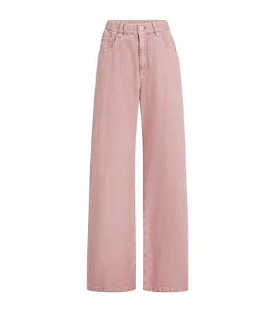 Brunello Cucinelli Cotton-linen Garment-dyed Trousers In Pink