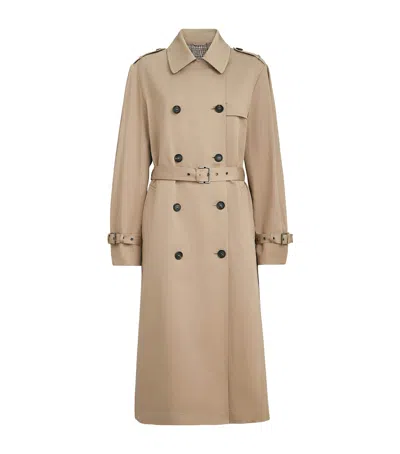 Brunello Cucinelli Cotton-linen Monili-detail Trench Coat In Brown