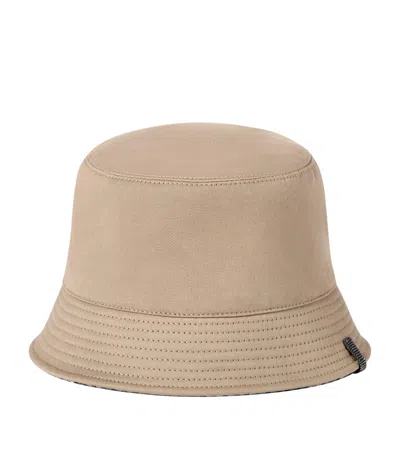 Brunello Cucinelli Cotton-linen Reversible Bucket Hat In Brown