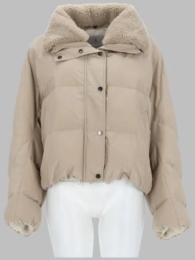 Brunello Cucinelli Cotton-tech Taffeta Quilted Puffer Coat In Brown