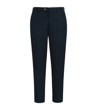 Brunello Cucinelli Cotton-virgin Wool Gabardine Trousers In Blue