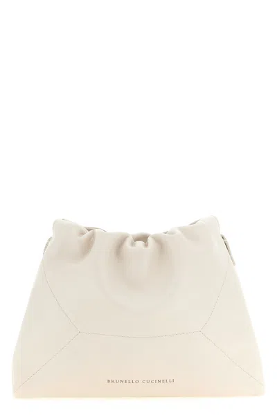 Brunello Cucinelli 'coulisse' Crossbody Bag In White