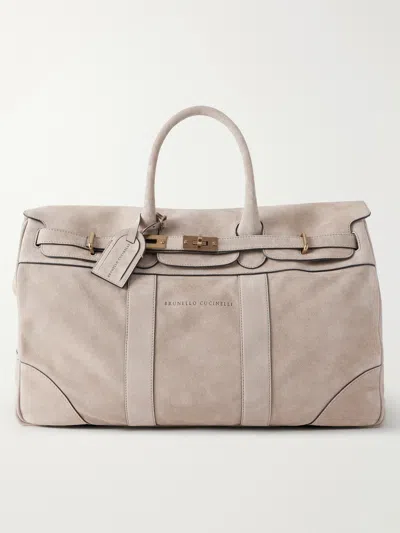 Brunello Cucinelli Country Suede Weekend Bag In Neutrals