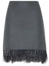 Brunello Cucinelli Feather-trim Wool-cashmere Flannel Mini Skirt In Grey