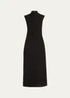 Brunello Cucinelli Couture Jersey Draped Midi Dress In C036 Black