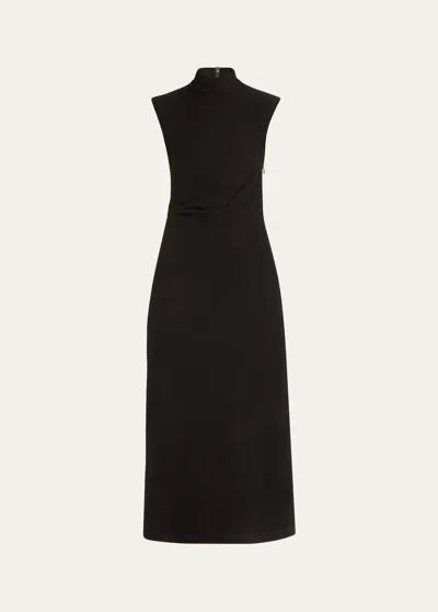 Brunello Cucinelli Couture Jersey Draped Midi Dress In Black