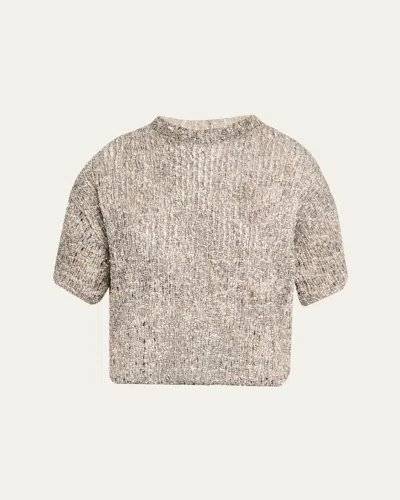 Brunello Cucinelli Couture Metallic Mohair Top In Brown