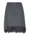 Brunello Cucinelli Feather-trim Wool-cashmere Flannel Mini Skirt In Black