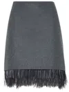 Brunello Cucinelli Feather-trim Wool-cashmere Flannel Mini Skirt In Grey