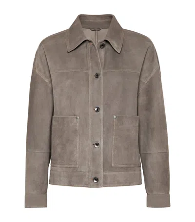 Brunello Cucinelli Couture Suede Jacket In Brown