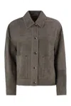 Brunello Cucinelli Women Couture Suede Jacket With Jewellery In Brown