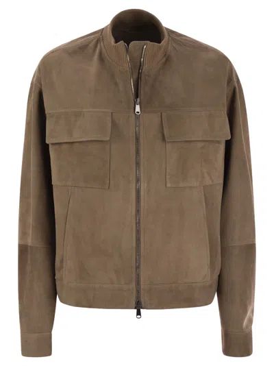 Brunello Cucinelli Couture Suede Outerwear With Jewellery In Brown