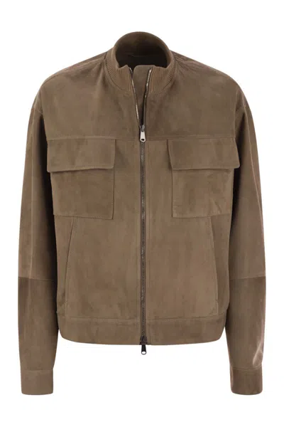 BRUNELLO CUCINELLI BRUNELLO CUCINELLI COUTURE SUEDE OUTERWEAR WITH JEWELLERY