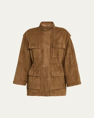 Brunello Cucinelli Couture Suede Utility Jacket In Brown