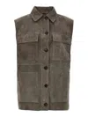 Brunello Cucinelli Couture Suede Vest With Jewel Detailing In Gray