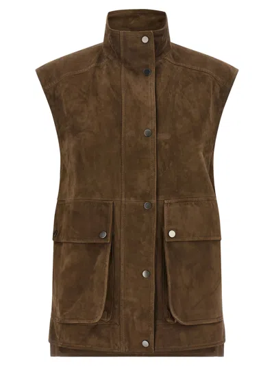 Brunello Cucinelli Couture Suede Vest Gilet Brown