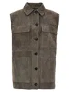 Brunello Cucinelli Couture Suede Vest With Jewel Detailing In Gray