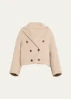 Brunello Cucinelli Couture Wool Short Peacoat In C001 Beige