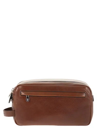Brunello Cucinelli Cowhide Beauty Case With Double Zip In Blue