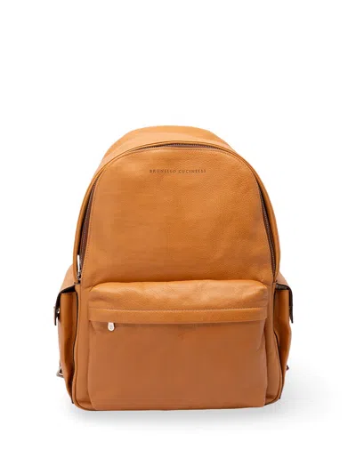 Brunello Cucinelli Cowhide Travel Backpack In Beige