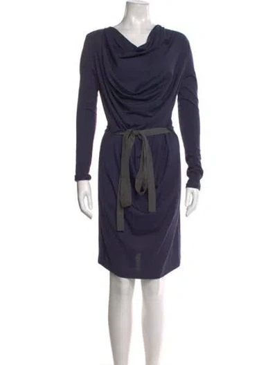 Pre-owned Brunello Cucinelli Cowl Neck Knee-length Dress In Blue