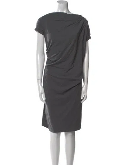 Pre-owned Brunello Cucinelli Cowl Neck Knee-length Dress In Gray