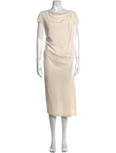 Pre-owned Brunello Cucinelli Cowl Neck Long Dress In Neutrals