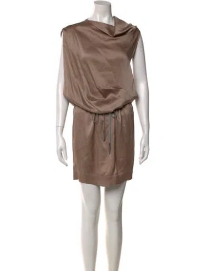 Pre-owned Brunello Cucinelli Cowl Neck Midi Length Dress In Neutral