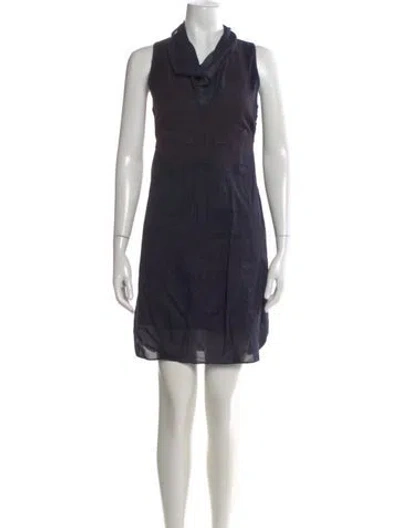 Pre-owned Brunello Cucinelli Cowl Neck Mini Dress In Blue