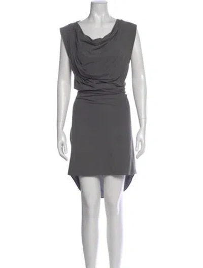 Pre-owned Brunello Cucinelli Cowl Neck Mini Dress In Gray