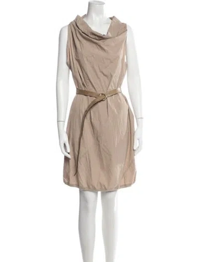 Pre-owned Brunello Cucinelli Cowl Neck Mini Dress In Neutral