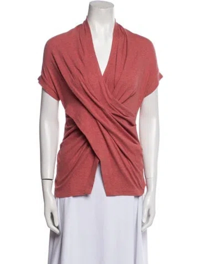 Pre-owned Brunello Cucinelli Cowl Neck Short Sleeve Blouse In Red