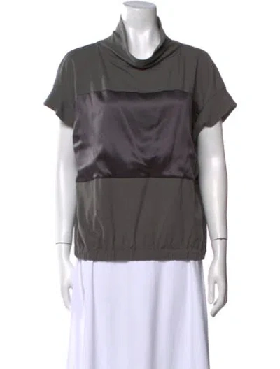 Pre-owned Brunello Cucinelli Cowl Neck Short Sleeve Top In Gray