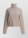 Brunello Cucinelli Cozy Turtleneck Long Sleeve Knit Top In Gray