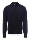 Brunello Cucinelli Zip-up Blue Sweatshirt With High Collar And Relaxed Fit In Blue