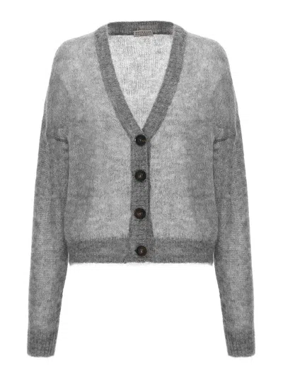 Brunello Cucinelli Cropped Cardigan In Grey