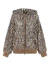 Brunello Cucinelli Balloon Net Embroidery Cardigan In Brown