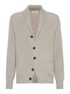 Brunello Cucinelli Ribbed Cotton Shawl Collar Cardigan In Black