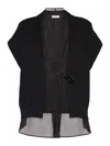 Brunello Cucinelli Layered Cardigan With Monili In Black