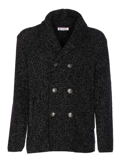 Brunello Cucinelli Black And Beige Cardigan